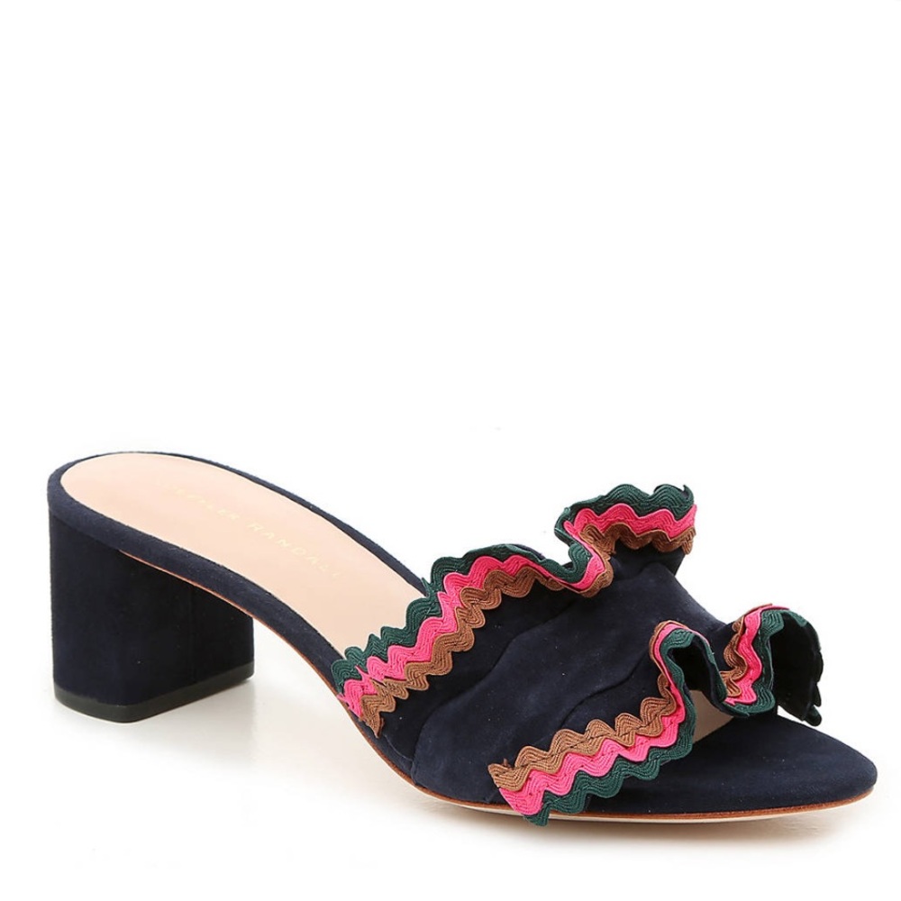 Loeffler Randall Navy Sandals with Multicolor Trim